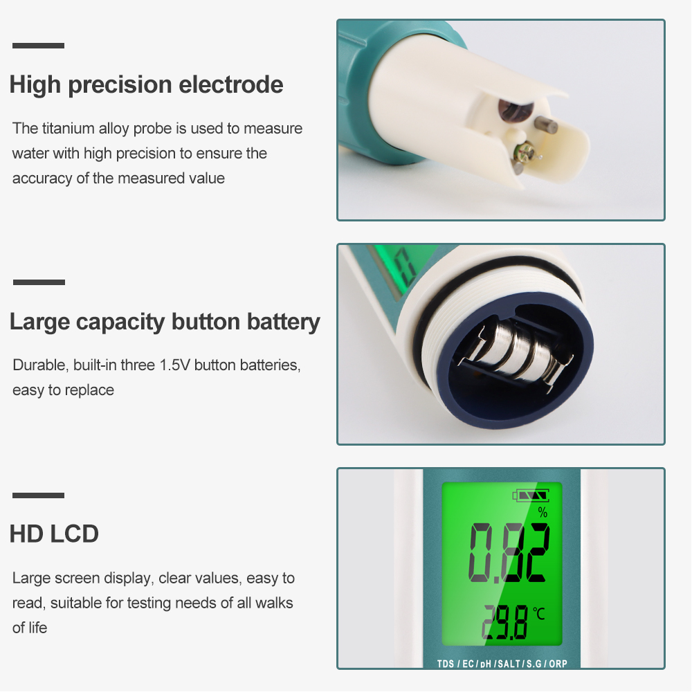 7 em 1 ph tds ec orp salinidad - Ph Meter Digital Water Tester avaliação e preço