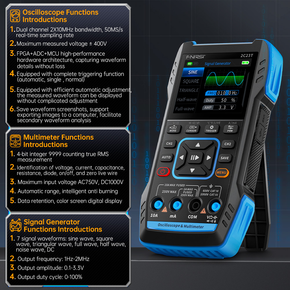 Osciloscópio Digital 3 em 1 2C - Fnirsi Digital Oscilloscope Handheld avaliação e preço